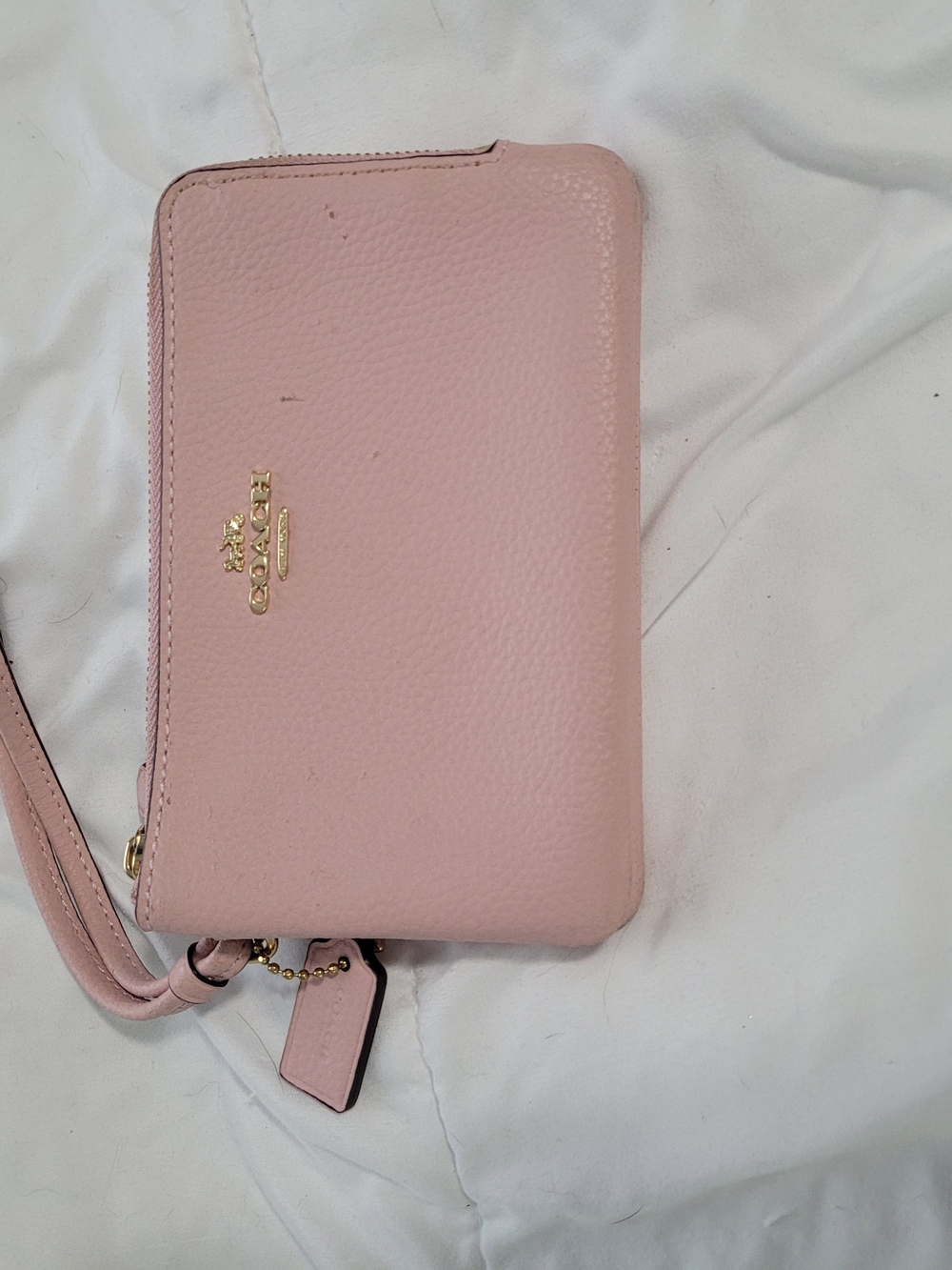 Coach Pink Leather Zip Wristlet